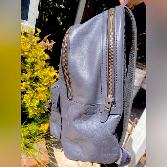 Coach Academy navy Backpack In Signature Leather - Picture 6 of 17